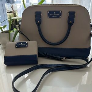 Kate Spade Wellesley Rachelle Navy and Beige Purse